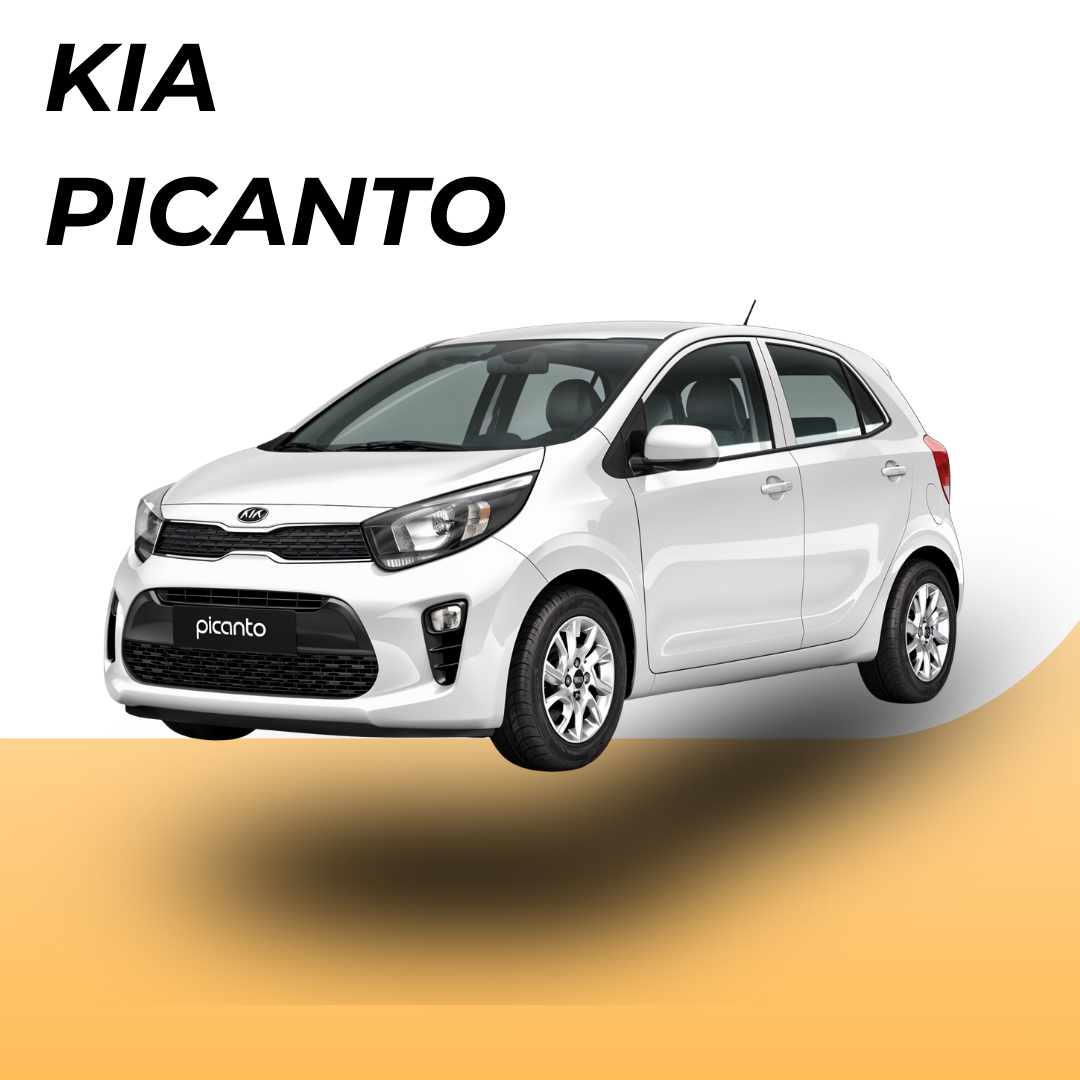 White Kia Picanto for rent at 2RentCuracao car rental in Curaçao, compact rental car.