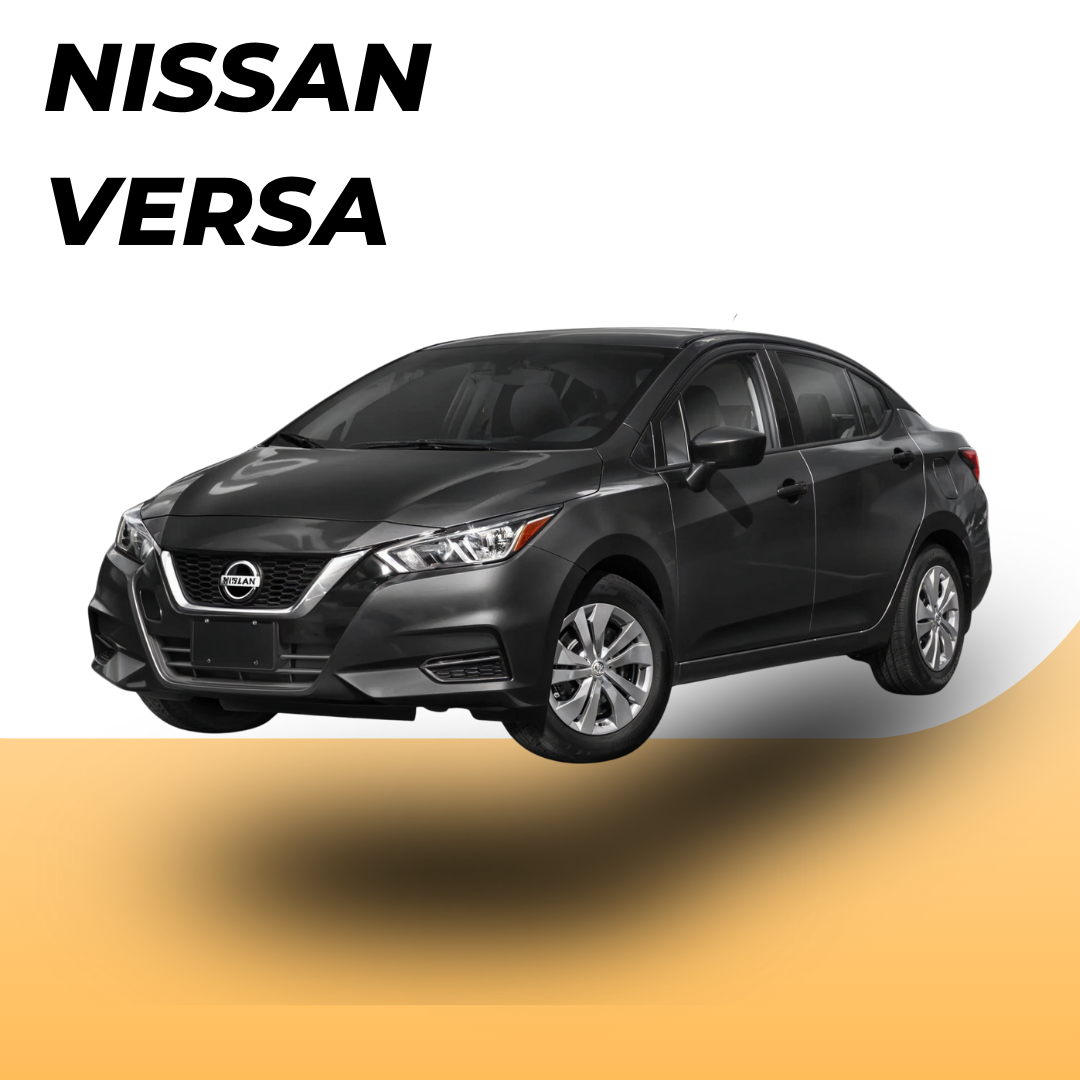 Gray Nissan Versa sedan, ideal rental car for exploring Curaçao with comfort and great fuel efficiency.